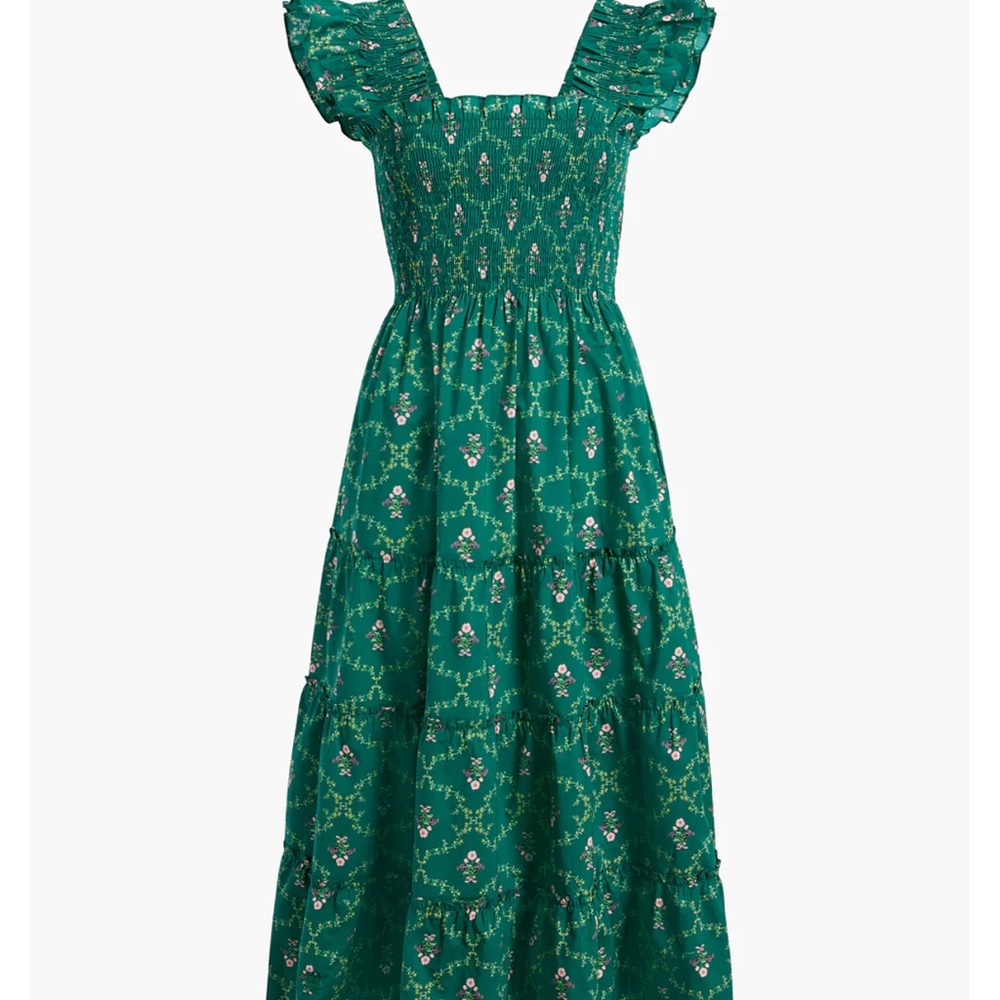 Hill House Home “Ellie” Nap Dress in Emerald Trellis